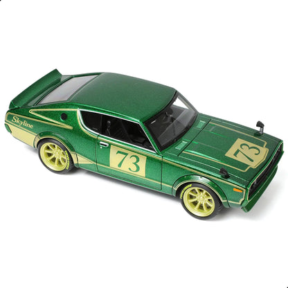 Risopen 1/24 Scale 1973 Nisan Skyline GTR Race Car Model Alloy Metal Diecast Green Car Model Drift Cassic Sport Vintage Car Model Maisto Carro Model Toy Collection Gift Vehicle Model Boy Men Adult