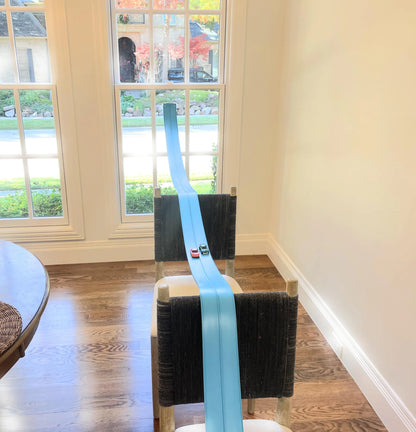 Valchemist FlexTrack 5000 Blue Track for Toy Cars Flexible Race Track for Kids with Suction Cups Compatible with Hot Wheels Matchbox and Diecast 1/64th Car 15 Feet Long Rolls Up Portable Racetrack