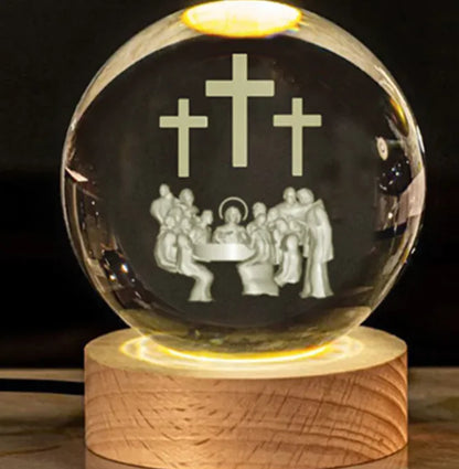 Glow Crystal Desk Ornament with wood base