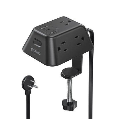 Desk Clamp Power Strip Surge Protector with 5 AC Outlets and 3 USB Ports Desk Mount Charging Station Fit 1.97in Tabletop Edge Thick 6FT Extension Cord for Home Office Gaming Desk Accessories