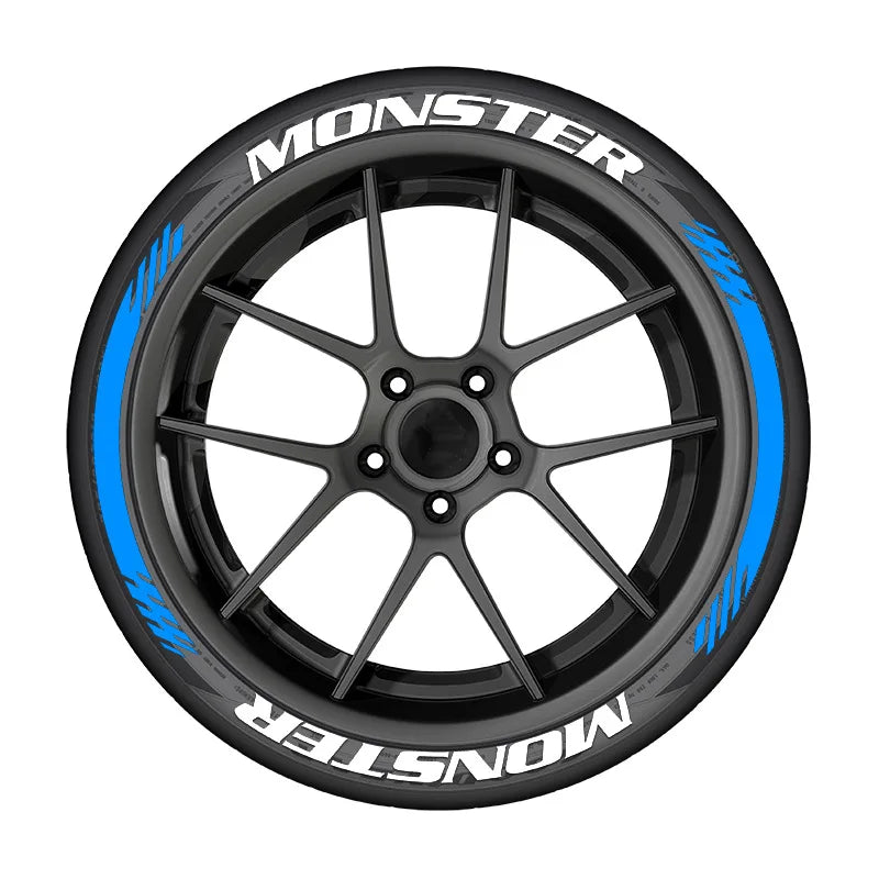 8pcs/lot MONSTER Car Tire Decals 3D PVC Joined Stickers Tire Decor Stickers Car Tuning Tire Decoration Decals Tyre Label Sticker