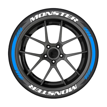 8pcs/lot MONSTER Car Tire Decals 3D PVC Joined Stickers Tire Decor Stickers Car Tuning Tire Decoration Decals Tyre Label Sticker