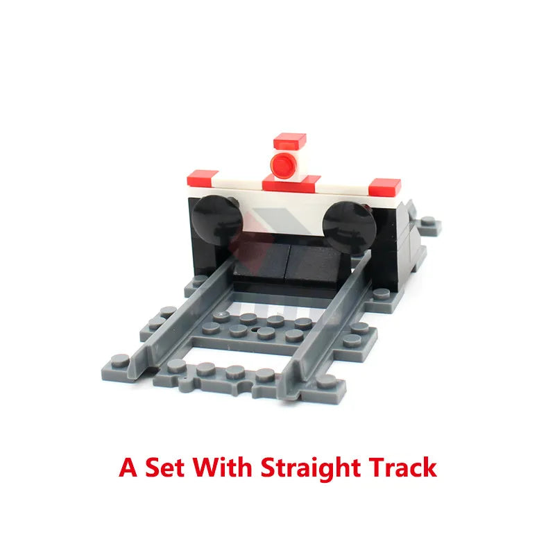 City Traffic Lamp Signpost Railway Barrier Building Blocks MOC Street View Accessories Bricks Speed Limit Indicator Warning Toys