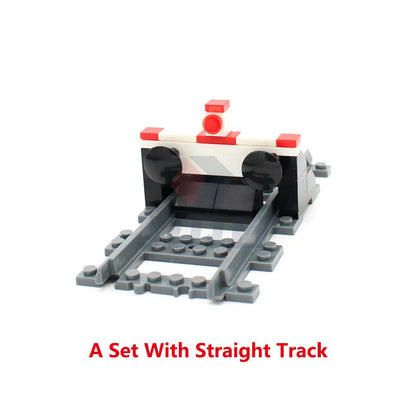 City Traffic Lamp Signpost Railway Barrier Building Blocks MOC Street View Accessories Bricks Speed Limit Indicator Warning Toys