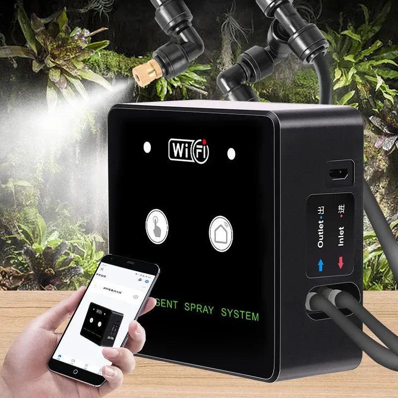 WiFi Rainforest Sprayer Control Automatic Mist Timing Spray System Kit Touch Screen Irrigation Timer Reptile Sprayer Humidifier