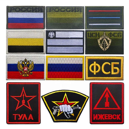 Russian Eagle Flag Emblem Russia Soldier,Knights Clothes Applique Embroidered Patch,Reflective Badges Military Tactical Stickers