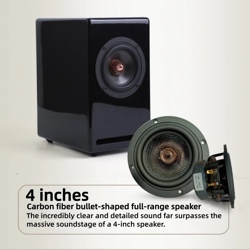 G1Pro 4Inch Carbon Fibre Full-range Paint Home Audiophile Passive Speakers HIFI Passive Bookshelf Speakers 80W Output Power 91dB
