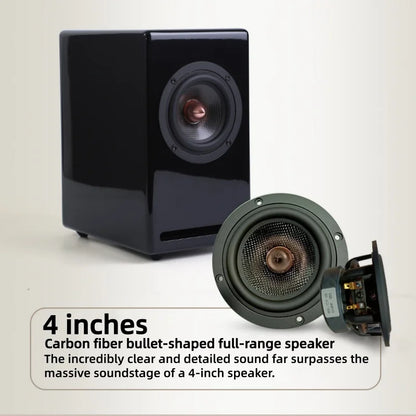 G1Pro 4Inch Carbon Fibre Full-range Paint Home Audiophile Passive Speakers HIFI Passive Bookshelf Speakers 80W Output Power 91dB