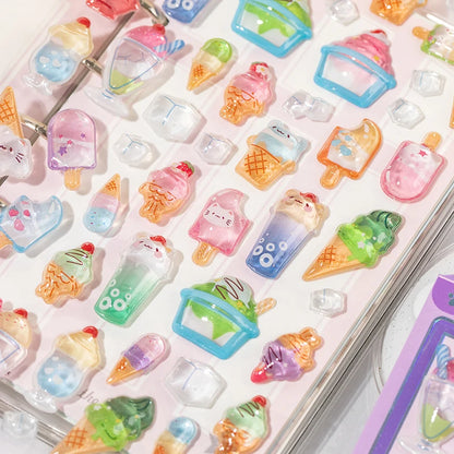 1Pc/Pack Cute 3D Embossed Stickers Material Perfect For Handmade Diy Scrapbooking Journaling Supplies Phone Case Photo Frame