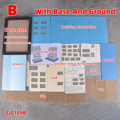 Assembly Architectural Building Model Sand Table Normandy Cafe Club Diorama Scale Model Kit Display Base Stand 1/35