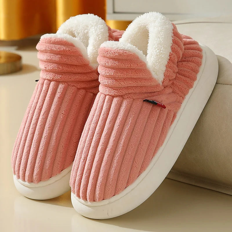 Evshine Soft Sole Slippers For Women Winter Fashion Women Fur Slippers Fuzzy Plush Men Slippers Warm Furry Women Cotton Shoes