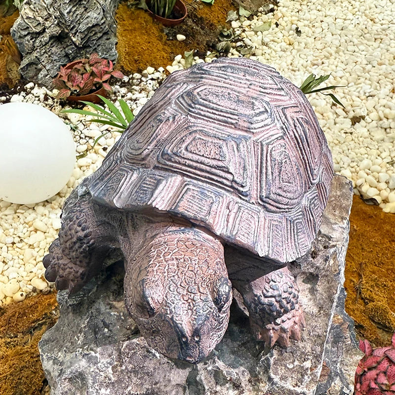 Lifelike Resin Fortune Tortoise Statue Stone Look Feng Shui Animal Sculpture for Outdoor Garden Pond Bonsai Entryway Desk Decor