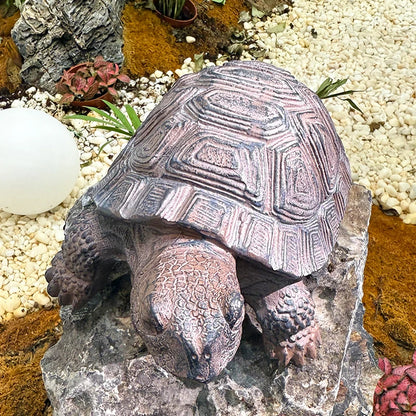 Lifelike Resin Fortune Tortoise Statue Stone Look Feng Shui Animal Sculpture for Outdoor Garden Pond Bonsai Entryway Desk Decor