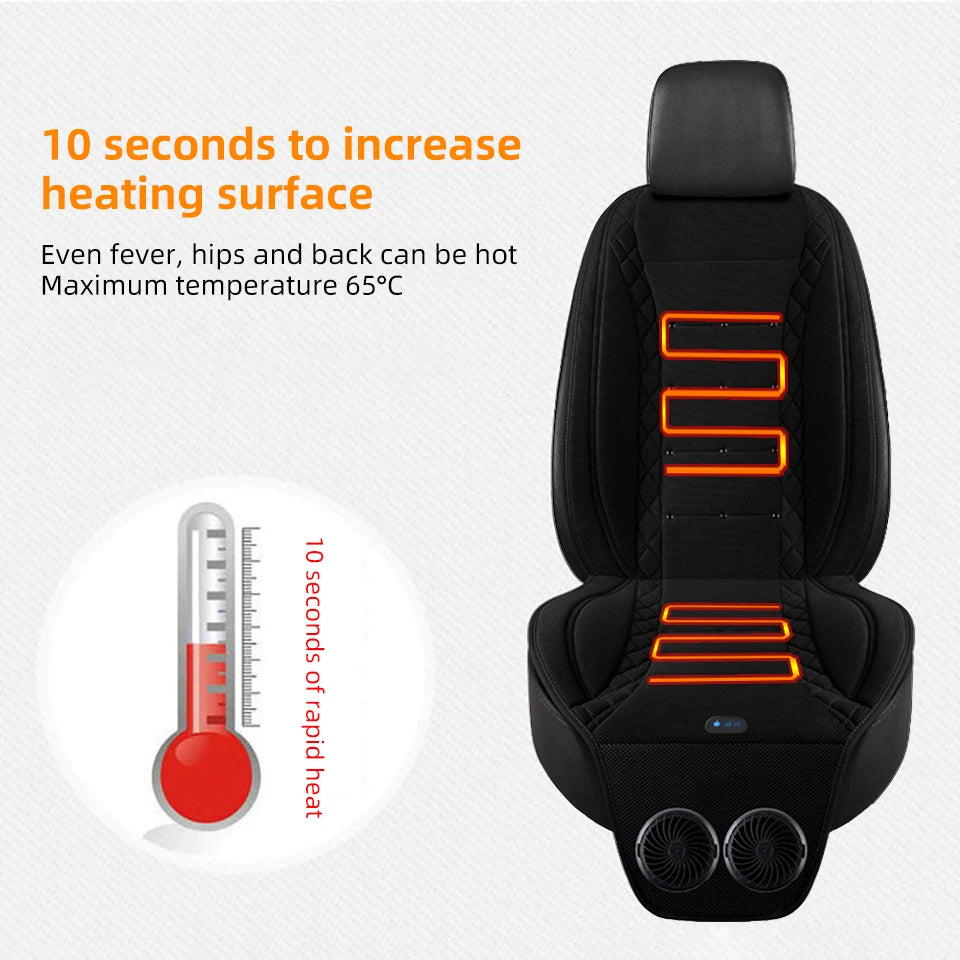 2-in-1 12V Car Cooling & Heating Seat Cushion for All Seasons or Universal USB Summer Ventilated Car Seat Cover Car Accessories