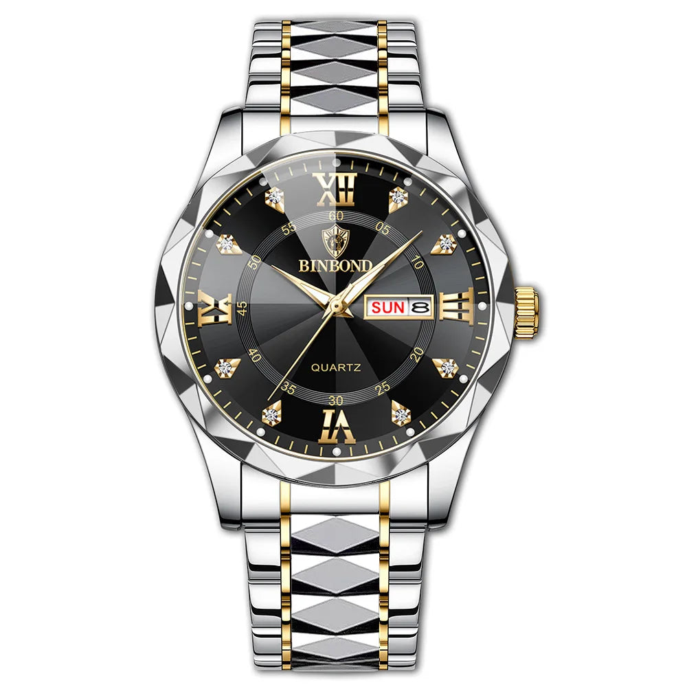 Male Mens Quartz Watches Top Brand Luxury Business Waterproof Luminous Large Dial Men Wristwatches Sports Stainless Steel Watch