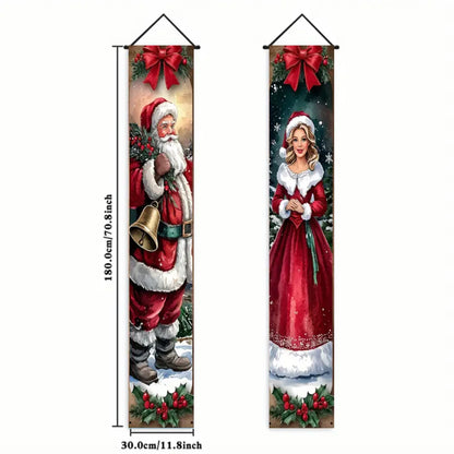 Christmas New Year Decorations Couplet Santa Snowman Door Banner For Home 2025 Xmas Hanging Ornaments Navidad Gift New Year 2026