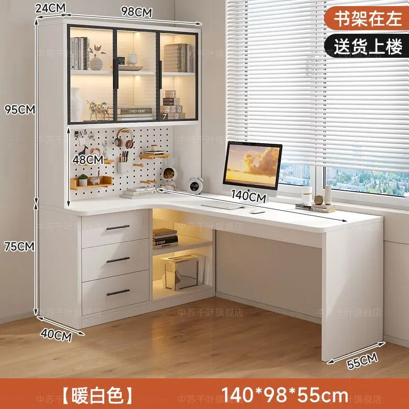 L Shaped Bookcase Integrated Computer Desk Corner Student Bedroom Home Simple Office Writing Desktop E-sports Computer Table