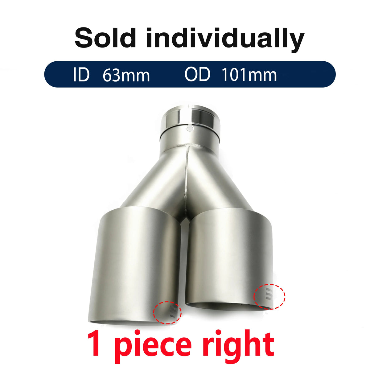 Double Outlet Exhaust Tips Frosted Stainless Steel Car Muffler System Universal Suitable 51mm 60mm 63mm for GTI MK7 Golf7 Nozzle