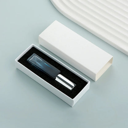 10PCS 10ml Blue Gradient Perfume Bottle Square Glass Spray Bottle with Box Travel Portable Sample Fragrance Atomizer