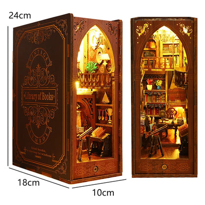 Magical DIY Book Nook Kits Miniature Doll House With LED Light 3D Puzzles Building Wooden Bookshelf Bookend Toy For Adults Gifts