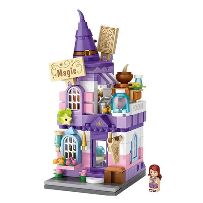 LOZ Blocks FUN Ideas Mini Street Store Toy Small Flower Pisa Shop Brinquedos MOC City House Food Building Bricks Girl Gifts