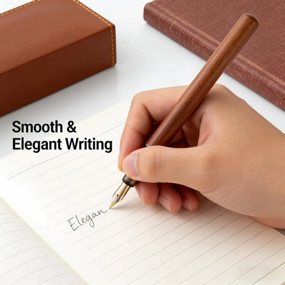Luxury Retro Wood Bronze Fountain Pen Office Business Writing Art Calligraphy Ink Pens 0.5mm School Student Stationery Gifts