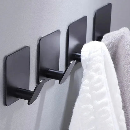2pc/4pc Bathroom Clothes Hooks, Adhesive Wall Hooks, Stainless Steel Towel Racks, Bathroom Kitchen Hardware, Multi-Purpose Hooks