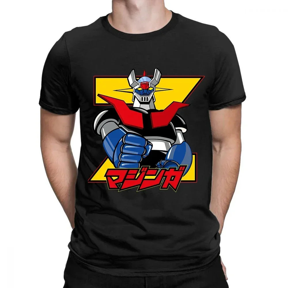 Cool mazinger z anime movie robot streetwear graphic print t-shirt fashion casual Tee Tops
