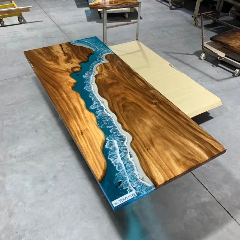 Stunning Epoxy Resin Live Edge Wood Table, Unique Handmade Art Piece for Dining Room, Office, Natural Wood and Resin ,Customized