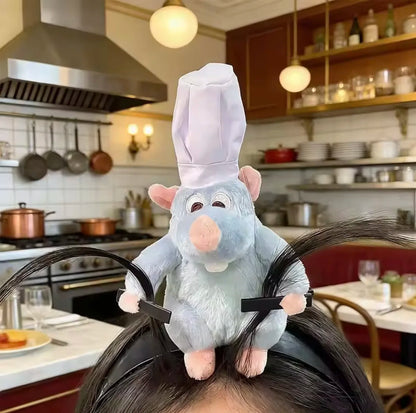 Creative Funny Ratatouille Cartoon Headband Cute Plush Mouse Doll Wide-brimmed Hair Clip Hair Accessories Headwear