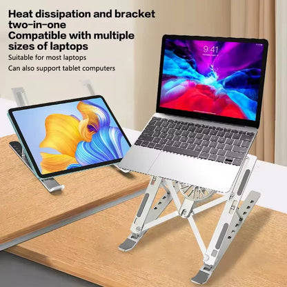 Adjustable Laptop Cooling Stand with Fan, Foldable Portable 7-Level Height Adjustment, Aluminum Alloy Material,