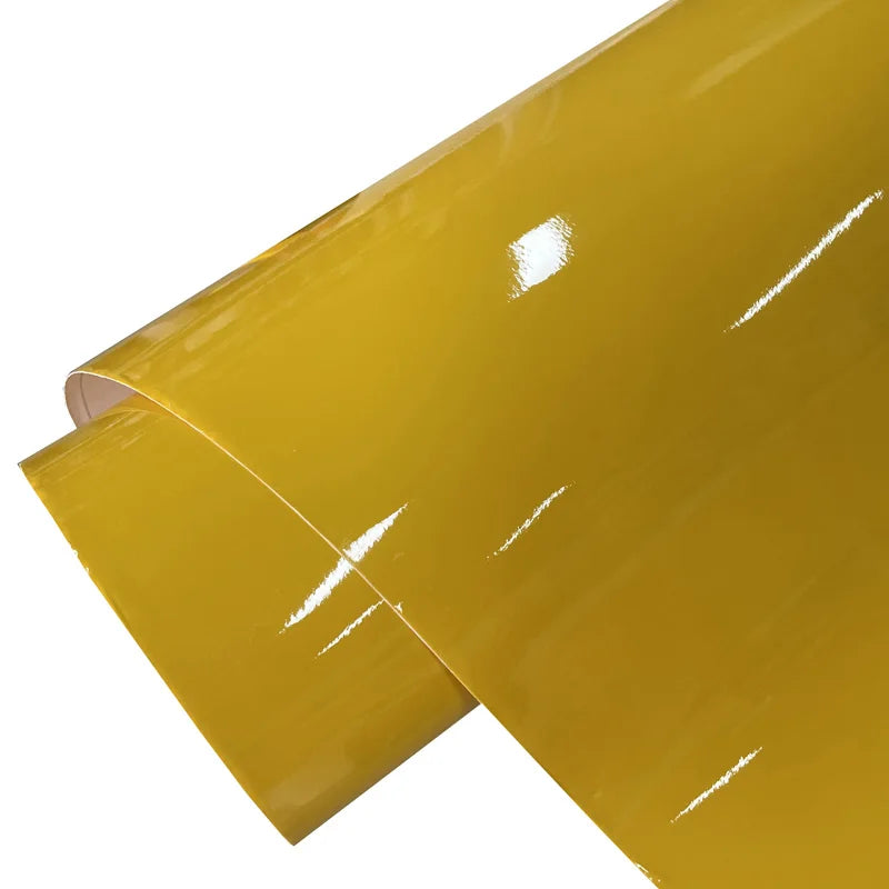 Premium Gloss Bright Yellow Vinyl Wrap Roll Self Adhesive Vehicle Car Decal Wrapping
