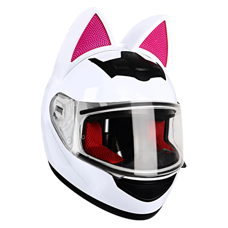 Cat Ear Motorcycle Helmet For Women Full Face Motocross Motorbike Men's Moto Helmet Breathable DOT Certification Girlfriend Gift