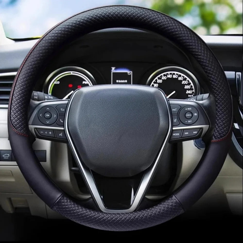 Durable Anti-Slip Car Steering Wheel Cover Microfiber Leather Steering Wheel Cover Universal Fit for Car, Truck, SUV, Van38cm
