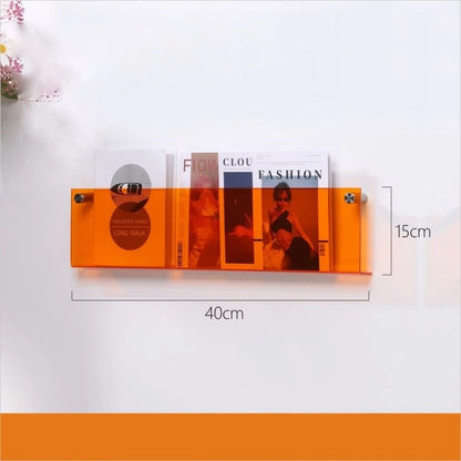 12 Color Acrylic Brochure Holder Wall Mount Magazine Rack Pamphlet Stand Floating Bookshelves Hang Display Literature Organizer