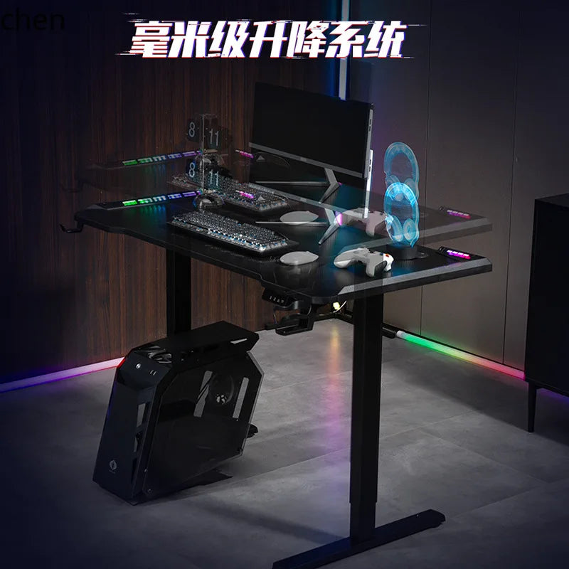 HXL Gaming Desk Electric Height-Adjustable Office Computer Desk Solid Wood Desk