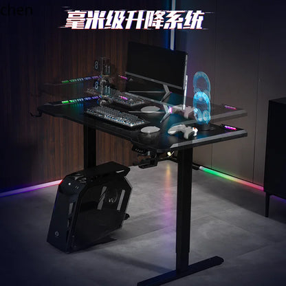 HXL Gaming Desk Electric Height-Adjustable Office Computer Desk Solid Wood Desk