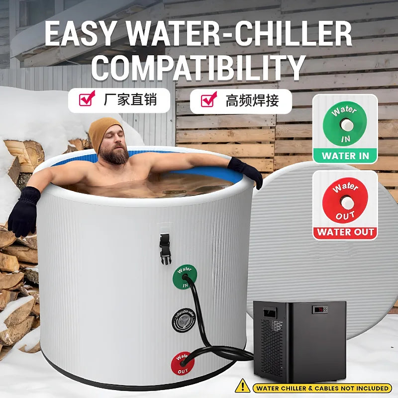 Foldable Inflatable Ice Bath Tub, Adult Cold Plunge Soaking Bucket for Sports Rehabilitation & Muscle Recovery