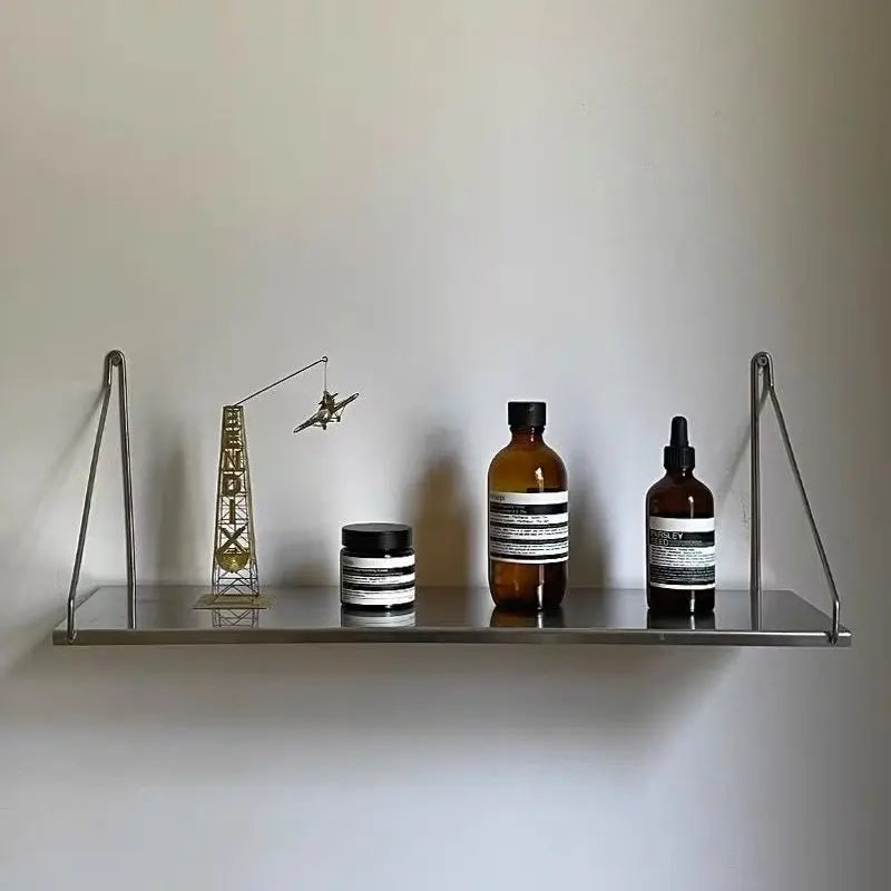 Stainless Steel Floating Wall Shelf Metal Wall Mounted Bookshelf Minimalist Display Storage Rack 40/60/80CM Wall Organizer