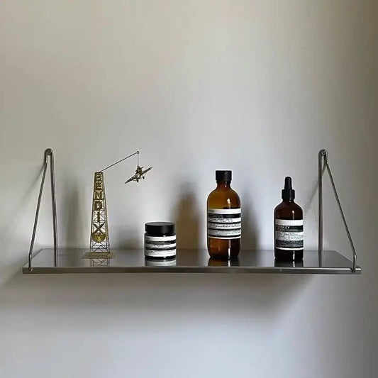 Stainless Steel Floating Wall Shelf Metal Wall Mounted Bookshelf Minimalist Display Storage Rack 40/60/80CM Wall Organizer