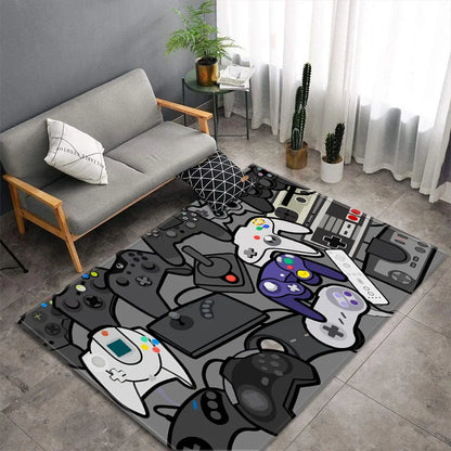 Cartoon Game Console Carpet for Living Room Video Game Children Player Area Rug Soft Anti-slip Bedroom Entrance Floor Mat