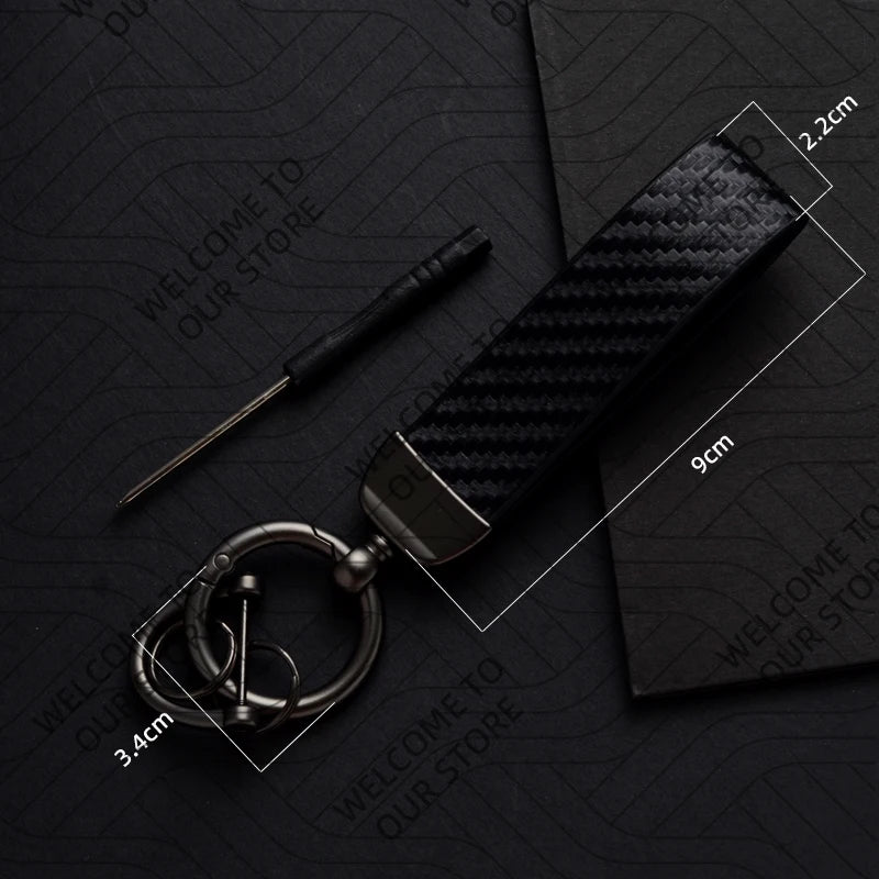 DELTA MUSA LANCIA Logo Car Carbon Fiber Leather Keychain