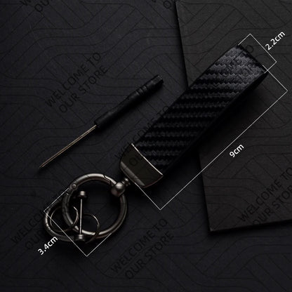 DELTA MUSA LANCIA Logo Car Carbon Fiber Leather Keychain