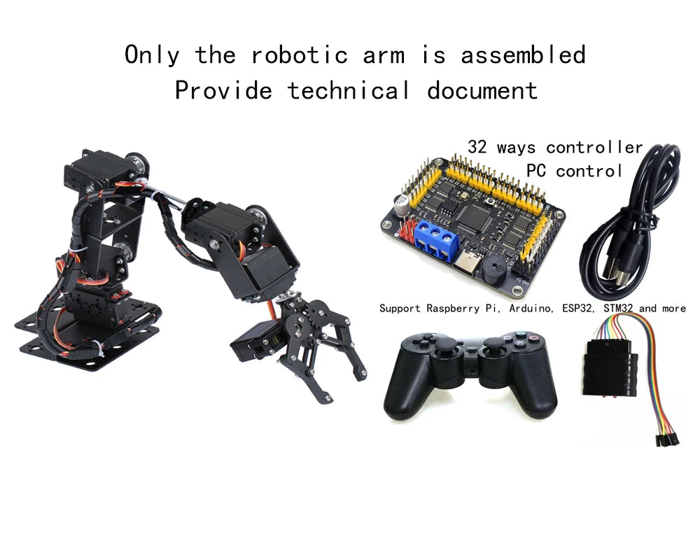 360 Degrees 6 DOF Robot Metal Alloy Mechanical Arm Claw Kit MG996R for Arduino Robotics Kit Educational Ps2 Programmable Toys