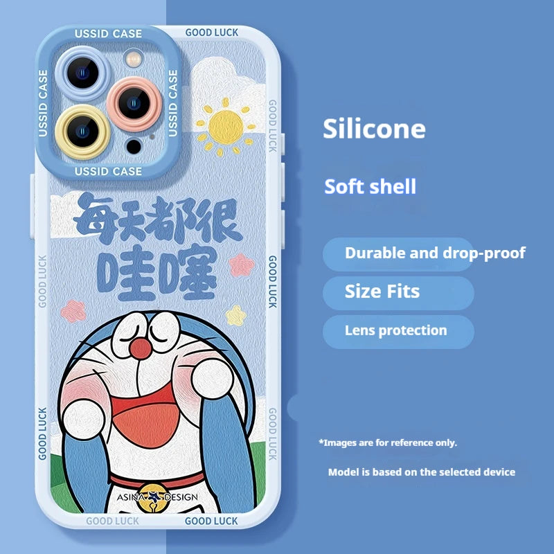 Ussid Case Phone Case Cartoon Doraemon With Mirror Lanyard Kickstand Cute Aesthetic For Iphone 17 16 Pro Max 15 14 13 12