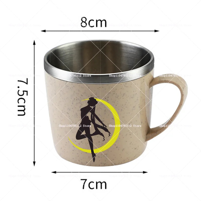 Sailor Moons Stainless Steel Water Cup Women Kawaii Anime Printed Thermo Mug Kid Home Anti-drop Camping Glass Kids Birthday Gift