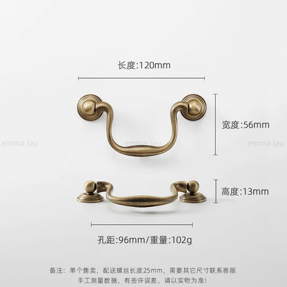 Light Luxury Brass Furniture Handles Retro Long Strip Cabinet Handles Round Door Drawer Knobs Kitchen Wardrobe Cupboard Pulls