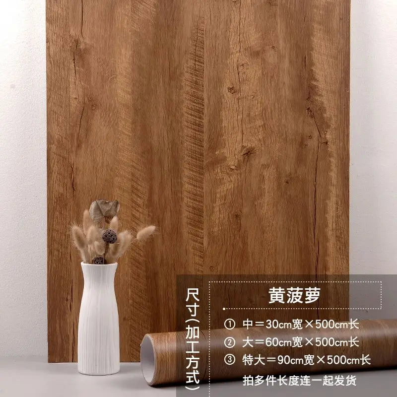 90CM Width Waterproof Self Adhesive Wood Grain Sticker Door Cabinet Desktop Modern Furniture Renovation Peel and Stick Wallpaper