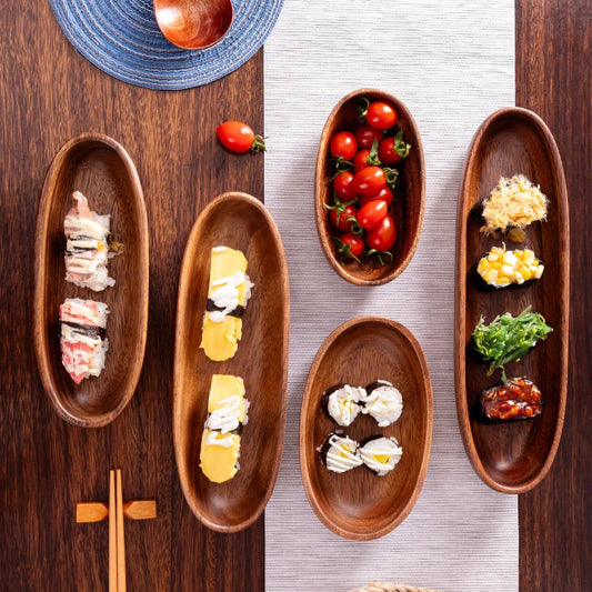 Walnut Wood Boat Shaped Bowl Premium Dry Fruit Plate Sushi Plate Nut Box Tea Refreshment Tray Fruit Plate Wooden Salad Bowl
