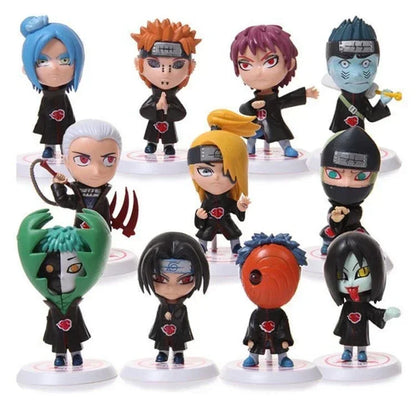 11Pcs/Set Q Ver. Naruto Akatsuki Mini Figure Uchiha Itachi Madara Konan Hidan Figurine Anime Decoration Model Toys Dolls